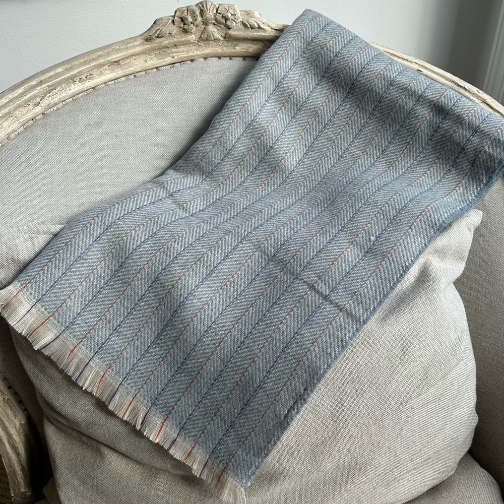 Extra Long Blanket Scarf Herringbone Blue